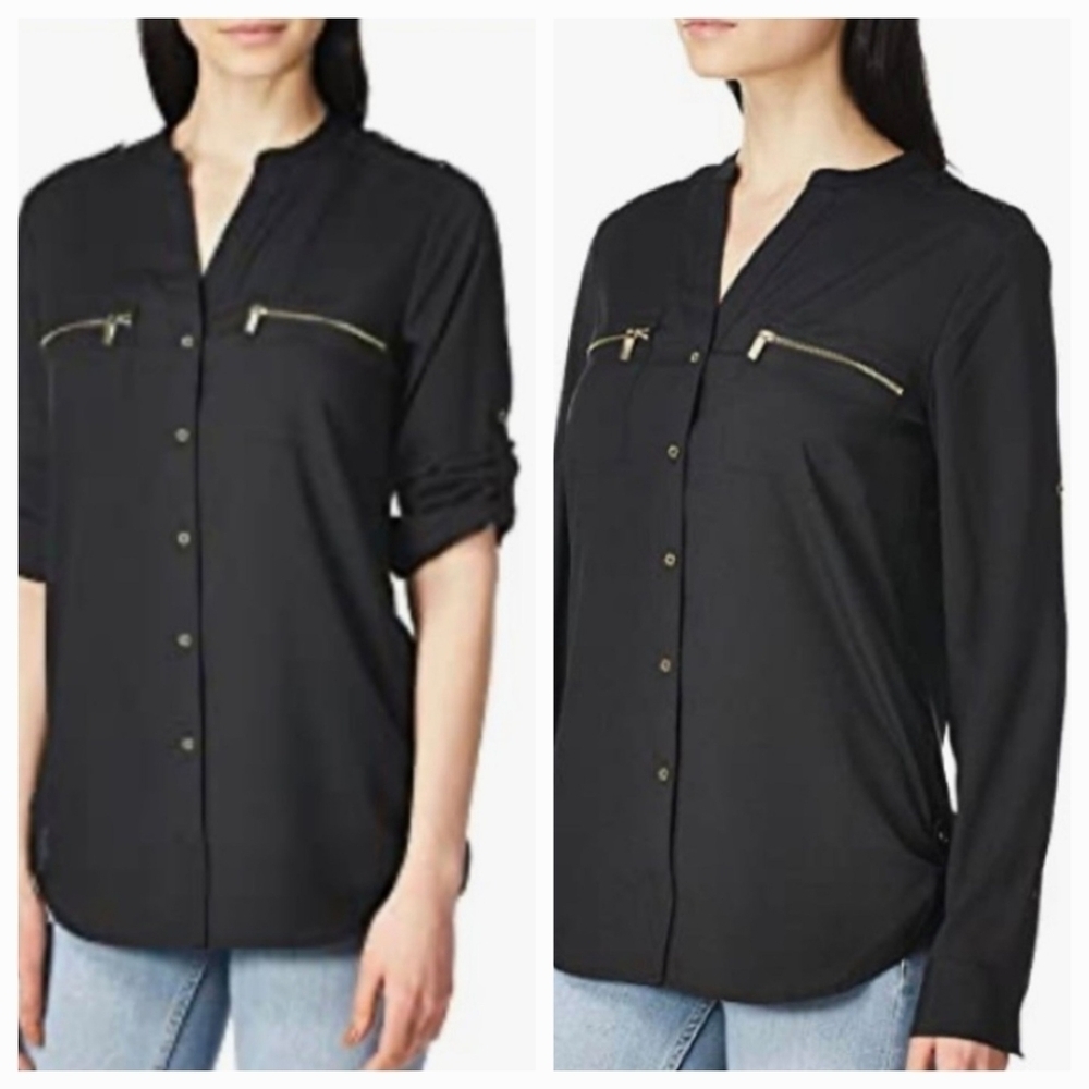 Black Gold Buttoned Blouse Long Sleeve